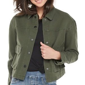 Olive Green Cropped Utility Jacket
